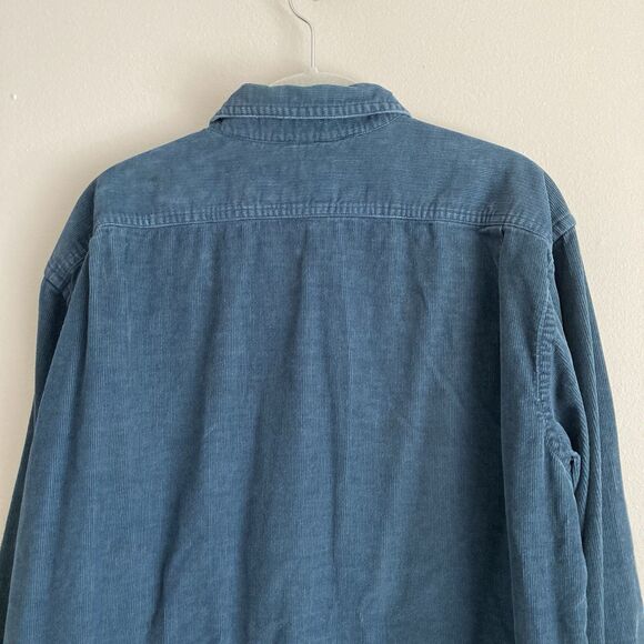 LL Bean Mens Blue Corduroy Button Down Shirt Size Large TALL 100% Cotton Classic - Picture 7 of 9
